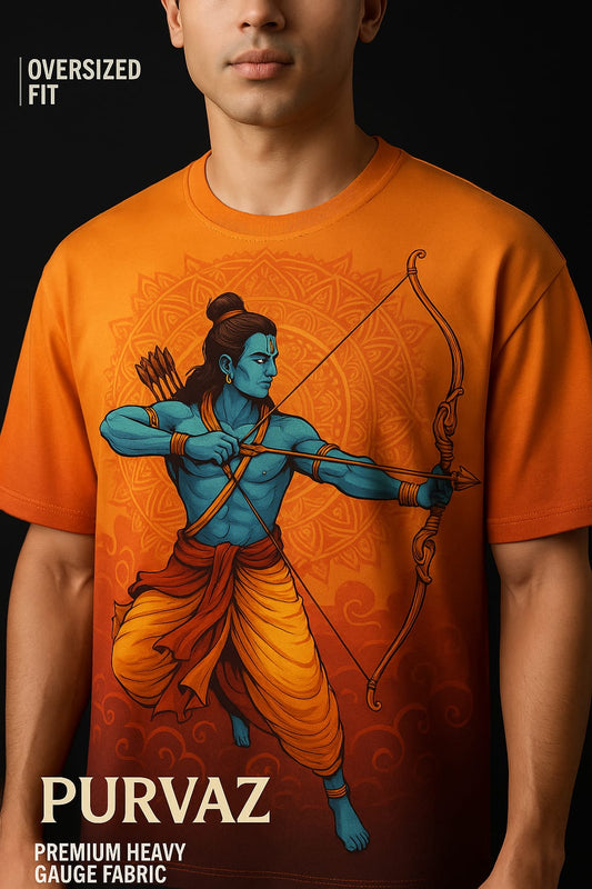 Purvaz Oversized Lord Rama Graphic T-Shirt – Premium Heavy Gauge Fabric