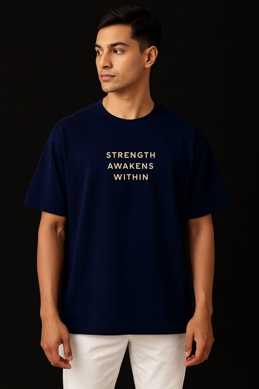 Strength Awakens Within Oversized T-Shirt – Minimal Spiritual Statement